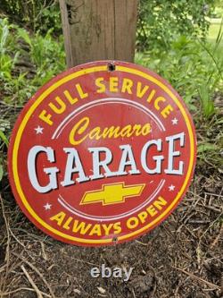 Vintage 1960's Porcelain Chevrolet Camaro Garage Gas Station Shop Sign 12