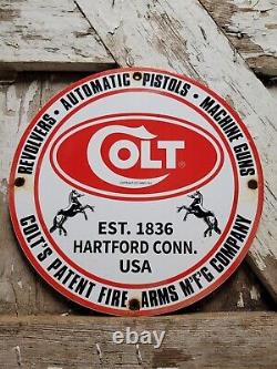 Vintage 1961 Colt Porcelain Sign Firearms Gun Rifle Ammunition Shotgun Ammo 12