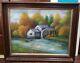 Vintage 1961 Primitive Signed Amateur Oil Painting Maby Water Mill Virginia