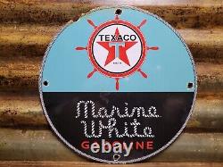 Vintage 1961 Texaco Porcelain Sign Old Marine White Boat Lake Marina Gas Station
