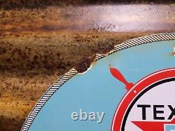 Vintage 1961 Texaco Porcelain Sign Old Marine White Boat Lake Marina Gas Station