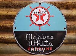 Vintage 1961 Texaco Porcelain Sign Old Marine White Boat Lake Marina Gas Station