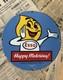 Vintage 1962 Esso Gasoline Happy Motoring 12 Inch Porcelain Enamel Sign