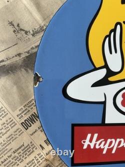 Vintage 1962 Esso Gasoline Happy Motoring 12 Inch Porcelain Enamel Sign