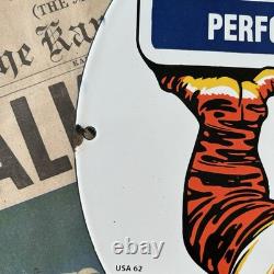 Vintage 1962 Esso Tiger Performance Motoring 12 Inch Porcelain Enamel Sign