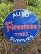 Vintage 1962 Firestone Tires Porcelain Gas Oil Auto Car Tire Service Sign 12