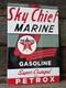 Vintage 1962 Texaco Sky Chief Marine Gasoline Porcelain Gas Station Sign, 18×12