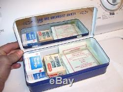 Vintage 1962 rare original GM CHEVROLET promo safety First aid auto kit case box