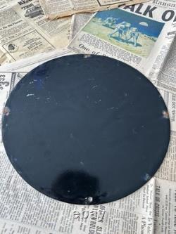 Vintage 1963 Esso Extra Tiger Gasoline Oil Seevice 12 Inch Porcelain Enamel Sign