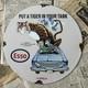 Vintage 1963 Esso Gasoline Oil Gas Station 12 Inch Porcelain Enamel Sign