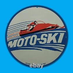 Vintage 1963 Moto Sk1 Blue Gas Station Service Man Cave Oil Porcelain Sign