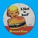 Vintage 1964 Burger King Famous Gas Station Service Man Cave Oil Porcelain Sign