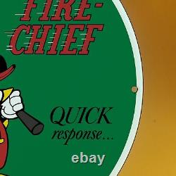 Vintage 1967 Dated Texaco Fire-chief Gasoline Gas Porcelain Sign Mickey Donald