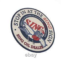 Vintage 1969 Sing Oil Dealer Porcelain Enamel Gas & Oil Garage Man Cave Sign