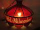 Vintage 1970's Old Milwaukee Beer Round Hanging Pool Table Lighted Bar Sign