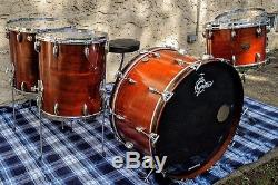 Vintage 1970s Gretsch Drum Kit STOP SIGN Walnut 26/18/16/14/13 VG Condition