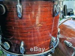 Vintage 1970s Gretsch Drum Kit STOP SIGN Walnut 26/18/16/14/13 VG Condition