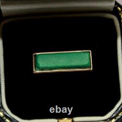 Vintage 1970s statement malachite designer 9 ct gold ring signed MC size L 7.5 g