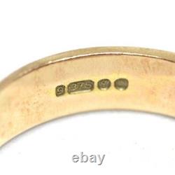 Vintage 1970s statement malachite designer 9 ct gold ring signed MC size L 7.5 g