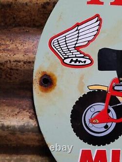 Vintage 1971 Honda Porcelain Sign Motorcycle Dirt Bike Mini Trail Z50 Scooter