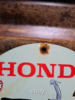 Vintage 1971 Honda Porcelain Sign Motorcycle Dirt Bike Mini Trail Z50 Scooter