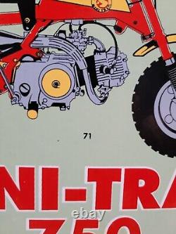 Vintage 1971 Honda Porcelain Sign Motorcycle Dirt Bike Mini Trail Z50 Scooter