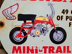 Vintage 1971 Honda Porcelain Sign Motorcycle Dirt Bike Mini Trail Z50 Scooter