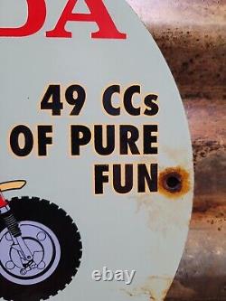 Vintage 1971 Honda Porcelain Sign Motorcycle Dirt Bike Mini Trail Z50 Scooter