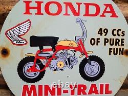 Vintage 1971 Honda Porcelain Sign Motorcycle Dirt Bike Mini Trail Z50 Scooter