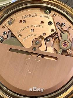 Vintage 1974-5 Omega Automatic Champagne Dial Date Mens 20 Micron Gold Signed 6x