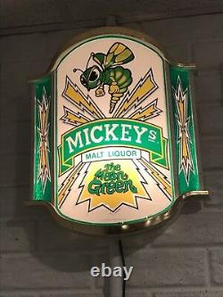 Vintage 1983 Mickeys Malt Liquor Lighted Sign (Mean Green)