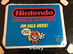 Vintage 1990 Nintendo Comic System Store Display Poster Sign With Mario Valiant