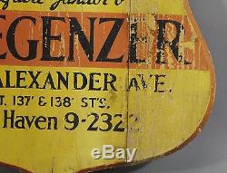 Vintage 20thC Painted Wood, Bronx New York City 2-Sided Advertising Shield Sign