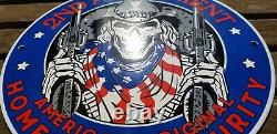 Vintage 2nd Amendment Porcelain Harley Skull Cowboy America First Gun Gas Sign