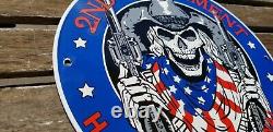 Vintage 2nd Amendment Porcelain Harley Skull Cowboy America First Gun Gas Sign