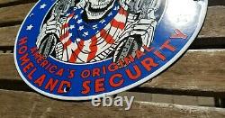 Vintage 2nd Amendment Porcelain Harley Skull Cowboy America First Gun Gas Sign