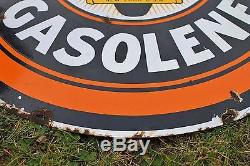 Vintage 30 JOHNSON Ethyl GASOLENE Double Sided Porcelain Gas Station Oil Sign