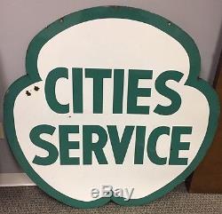 Vintage 48 Double Sided Porcelain Cities Service Sign Gas Oil