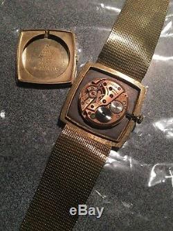 Vintage 50s OMEGA Men's Solid 14K Gold Manual Wind Watch Art Deco Triple Signed
