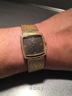 Vintage 50s OMEGA Men's Solid 14K Gold Manual Wind Watch Art Deco Triple Signed