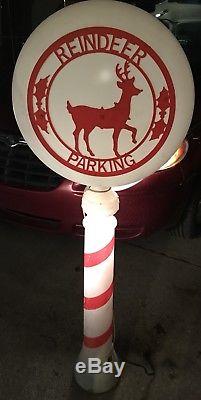 Vintage 54 Reindeer Parking Sign Christmas Lighted Blow Mold Yard Decor