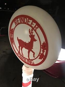 Vintage 54 Reindeer Parking Sign Christmas Lighted Blow Mold Yard Decor