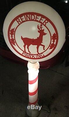 Vintage 54 Reindeer Parking Sign Christmas Lighted Blow Mold Yard Decor