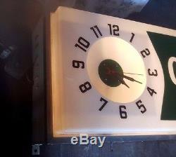 Vintage 6' QUAKER STATE MOTOR OIL Clock Sign illuminated light up RARE