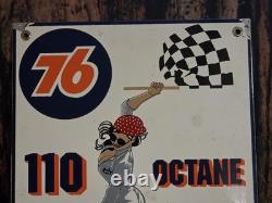 Vintage 76 110 Octane Porcelain Sign Official Fuel Of Nascar 16×10