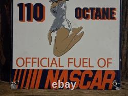 Vintage 76 110 Octane Porcelain Sign Official Fuel Of Nascar 16×10