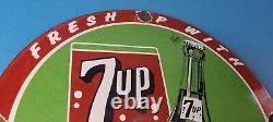 Vintage 7 Up Soda Porcelain Grocery Piggly General Store Gas Oil Pump Plate Sign