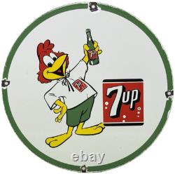 Vintage 7up Soda Pop Porcelain Sign Gas Station Pump Plate Motor Oil Pepsi Cola