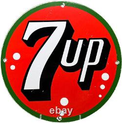 Vintage 7up Soda Pop Porcelain Sign Gas Station Pump Plate Motor Oil Pepsi Cola