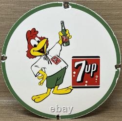 Vintage 7up Soda Pop Porcelain Sign Gas Station Pump Plate Motor Oil Pepsi Cola